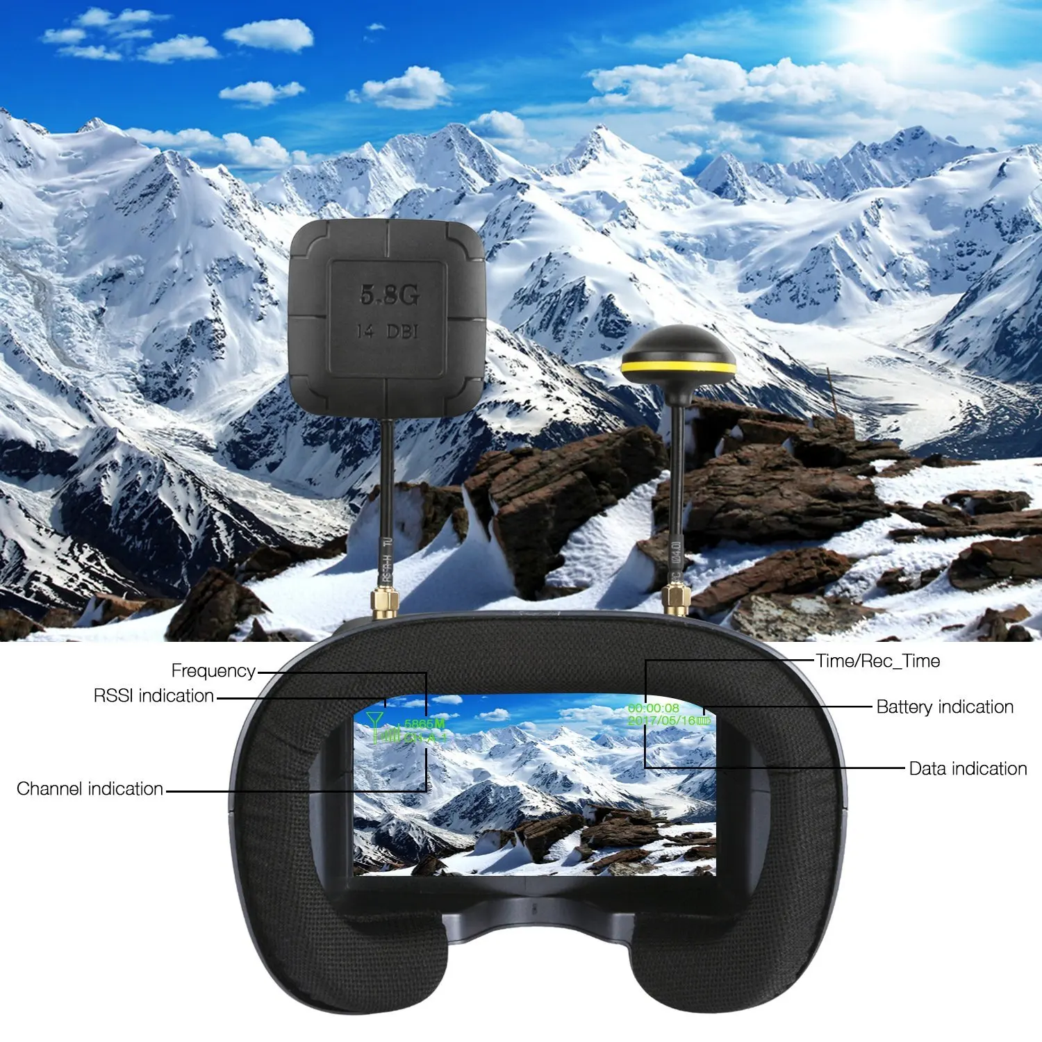 5.8G 40CH 4.3 pollici 800*480  - Fpv Drone Goggles recensione e prezzo
